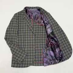 euro vintage イタリア製 テーラードジャケット チェック 総柄