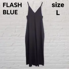 FLASH BLUE オールインワン 黒 サロペット風 サイドポケット付