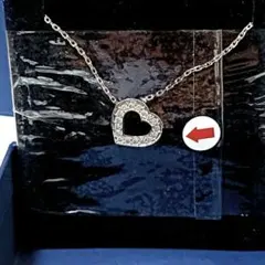 新品 箱付 スワロフスキー オープンハート ネックレス ペンダント 美品