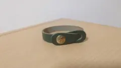 【美品】イルビゾンテ グリーン レザー ブレスレット 金色ボタン