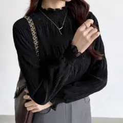 黒 ブラウス 長袖