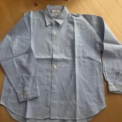 水色 長袖シャツ ポケット付き