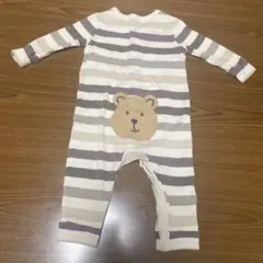 70cm Baby GAP クマの顔付きストライプロンパース
