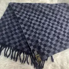 FENDI チェック柄マフラー ネイビー　イタリア製