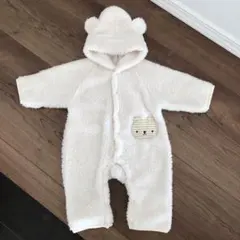 ☆フリースフード付きロンパース　アイボリー☆50〜70サイズ