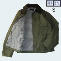ユニクロ　ユーティリティ　ショートブルゾン　襟コーデュロイ　オリーブ　S