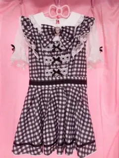 LIZLISA Sweet Gingham Tea Roomワンピース ブラック - メルカリ