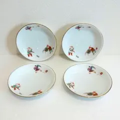 【 深川製磁 金彩色絵 錦唐子絵 取皿 ４客 美品 】