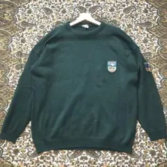 海外古着 グリーンニットBANFF カナダ フランス ワッペン