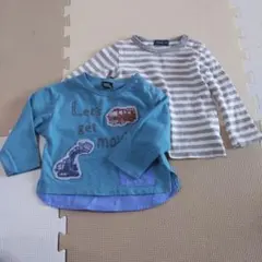 青とストライプの長袖Tシャツ2枚セット