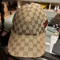 【未使用品】GUCCI GGパターン キャップ　M58㎝ GUCCI ベースボールキャップ GGパターン 【ブラック】 - メルカリ