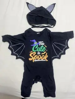 ハロウィン　仮装　コスチューム　コウモリロンパース 　サイズ90 帽子セット