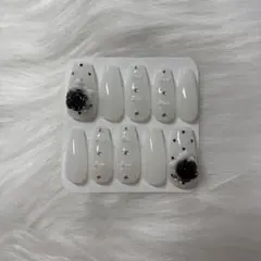 現品販売 ネイルチップ ちゅるん ハートドット バラ リボン ワンホン