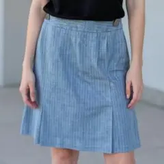 美品 エスピエ タイトスカート S グレー ストライプ ひざ丈 後ろファスナー