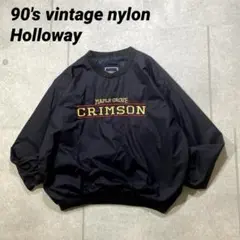 90s vintage HOLLOWAY nylon pull over 黒XL