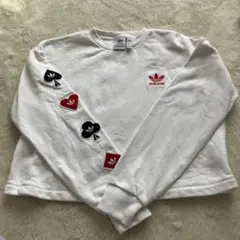 adidas 白クロップドトランプトレーナー♡☺︎