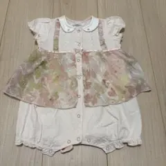 bébé réduction シフォン花プリントレーシーカバーオール　70サイズ