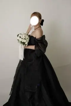 クラウドスリーブオフショルダーブラックドレスW365BK ドレス