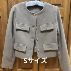 ZARA ザラ ノーカラーツイードジャケット　クロップドブレザーフラップ