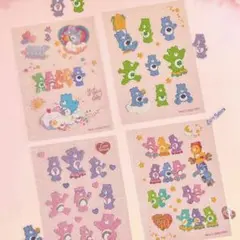 ✨新品 ケアベア ホログラム　ステッカーシート シール　4枚セット