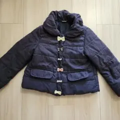 petit main　中綿コート ネイビー リボンデザイン　120cm