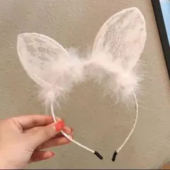 うさ耳 カチューシャ ヘアアクセサリー レース クリスマス コスプレ パーティー