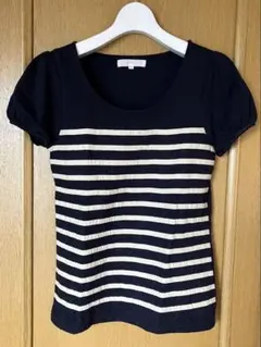 grove 半袖 Tシャツ ボーダー レース切替 ネイビー Mのサムネイル