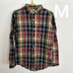 COEN 赤系チェック 長袖シャツ М　チェックシャツ