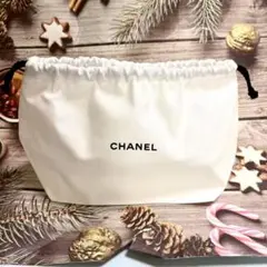 CHANEL 巾着ポーチ　小　ホワイト　ノベリティ1個