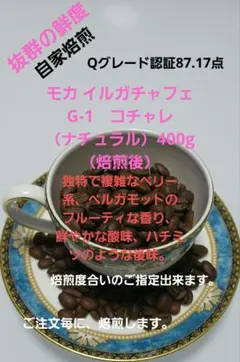 抜群の鮮度　モカ イルガチャフェG-1　コチャレ（ナチュラル）400g（焙煎後）のサムネイル