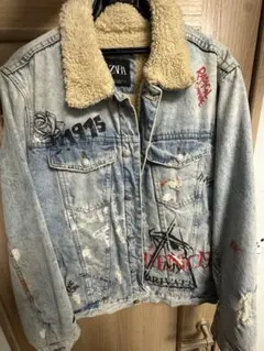 ボア襟付きライトブルーデニムジャケット ZARA