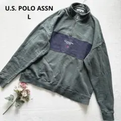 ユーエスポロアッスン グリーン ハーフジップトレーナー L メンズライク