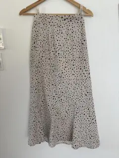 ドット柄フレアスカート ダルメシアン柄 ロングスカート