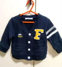 familiar ボタン付き　トレーナー風カーディガン 80 ネイビー　厚手