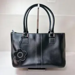 美品 MARY QUANT マリークワント トートバッグ 黒 レザー A4可能