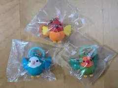 羽ばたきインコめじるしチャーム 3個セット 　コガネ　ボタン　オキナ　新品未使用