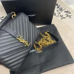 SAINT LAURENT YSL ヴィックトワールチェーンバッグブラック中古品
