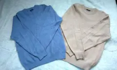 メンズ　セーター　2点セット　水色とベージュ