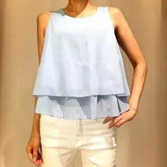 【2点購入で¥1000 OFF】☆ 無地 シフォン タンクトップ ☆