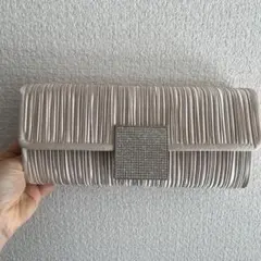 シャンパンゴールド　結婚式 クラッチバッグ　パーティバッグ　ショルダーチェーン付