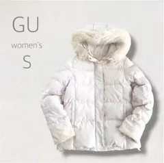 GU レディース フード付き ダウンジャケット S ライトピンク 可愛い ファー