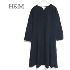 エイチアンドエム　長袖ニット　M ブラック　チュニック　7分袖　薄手　フォーマル