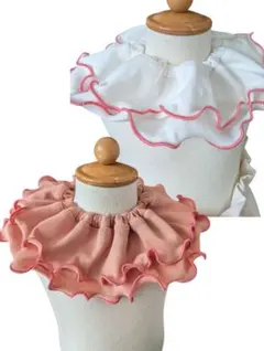 【2枚セット】360° フリルスタイ　サーモンピンク　メロウ