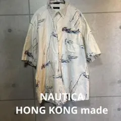 NAUTICA 半袖ボタンダウンシャツ 香港製 L セーリング柄 ビッグサイズのサムネイル