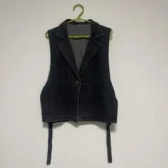 ダークグレー デニム ノースリーブ ベスト ジレ