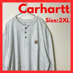 【美品】古着　カーハート　胸ポケット　ヘンリーネック　ロンT　メンズ　2XL