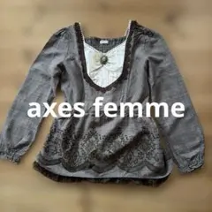 axes femme グレンチェック パネルレース チュニックブラウス Mサイズのサムネイル
