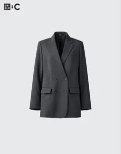 cocoa様UNIQLO 感動ダブルジャケット リラックスフィットダークグレーS