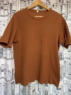 UNIQLO ワッフルTシャツ オレンジブラウン メンズ 半袖