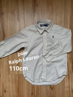 ワイシャツ　ベージュ系　チェック　110cm ラルフ　長袖
